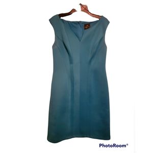 Adrianna Papell Blue Dress with Gold Zipper - Size 8